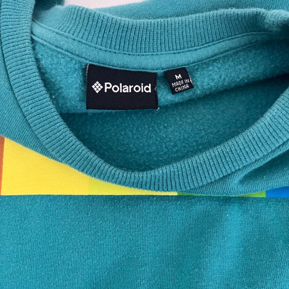 Polaroid Mens Teal Sweatshirt with Colorful Stripes clean - Picture 5 of 9